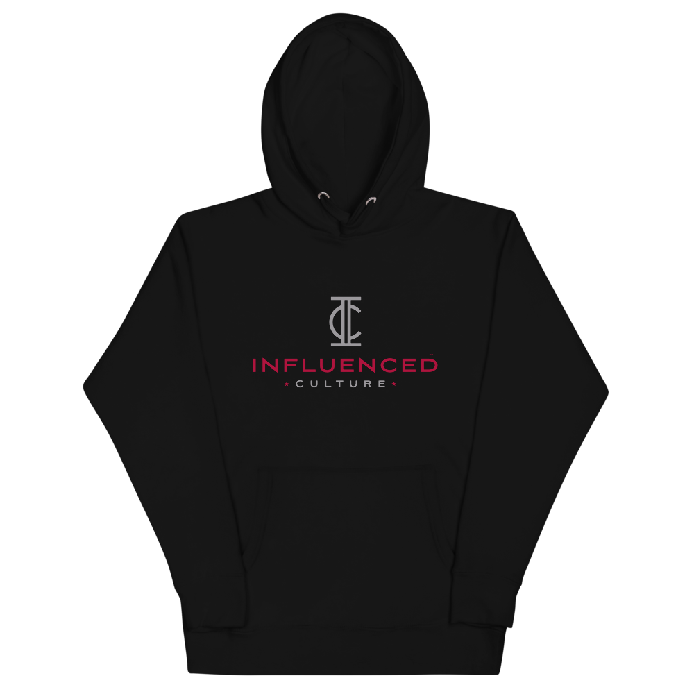 White IC Silver/Cardinal Text Unisex Hoodie